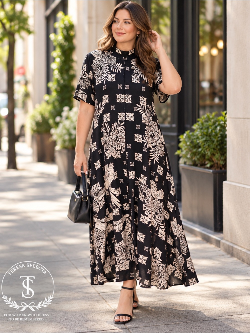 NWT Johnny Was Los Angeles Black Ivory Floral Bird Maxi Dress XXL